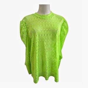 Full Circle plus size Neon Green Woven Mesh Top Size 1X NWT